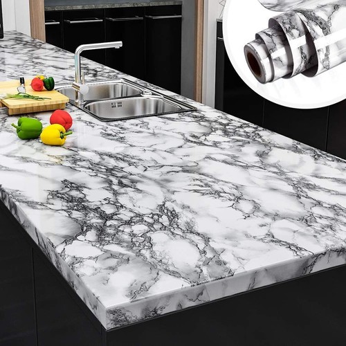 10-32ft Marble Self Adhesive Wallpaper Wall Stickers Kitchen Cabinet Waterproof - Bild 134 von 138