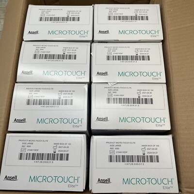 8 Boxes Micro-Touch ELITE VINYL Powder-Free Exam Gloves 800 Size: Large See Date