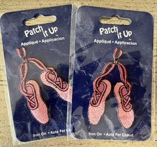 BALLERINA BALLET SLIPPER Embroidered Patches Lot of 2 - 2.5"x1.5" Iron-On NEW