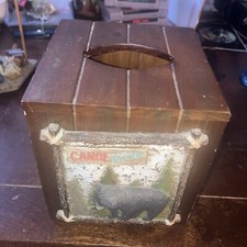 Wood Kleenex Tissue Box cover Canoe Vacation With Bear Nice Cabin Decor