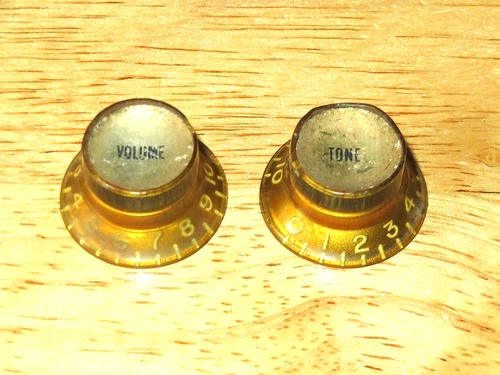 Gibson 1966 Gold Gold Reflector Top Hat Guitar Control Knobs