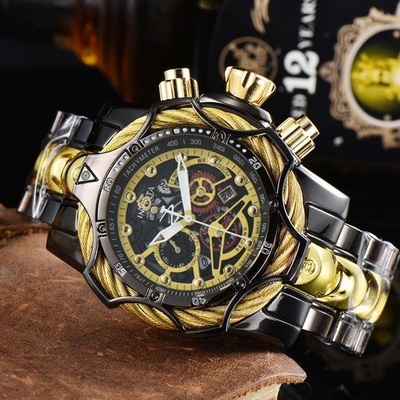 #ad INVICT Men#x27;s Hollow Dial Swiss Movement Large Steel Band Sports Quartz Watch $48.99