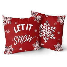 Happy Winter Throw Pillow Covers Set of 2 Let 18" x 18" Pack of 2 Snowflake