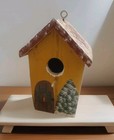 Handmade Wooden Birdhouse Handpainted Christmas Theme Signed By Artist Vintage