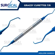 Dental Gracey Curettes 7/8 Blue Titanium Tips with Hollow Handle German Grade