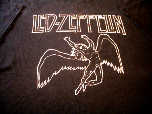Vintage 90s Hanes Led Zeppelin 'Swan Song' Rock Band Black T-Shirt - Size 2XL - Picture 3 of 9