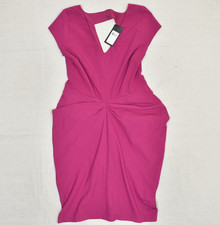 NEW Guess Women Tulip Dress V Neck Solid Short Sleeve Polyester Pink Size 8