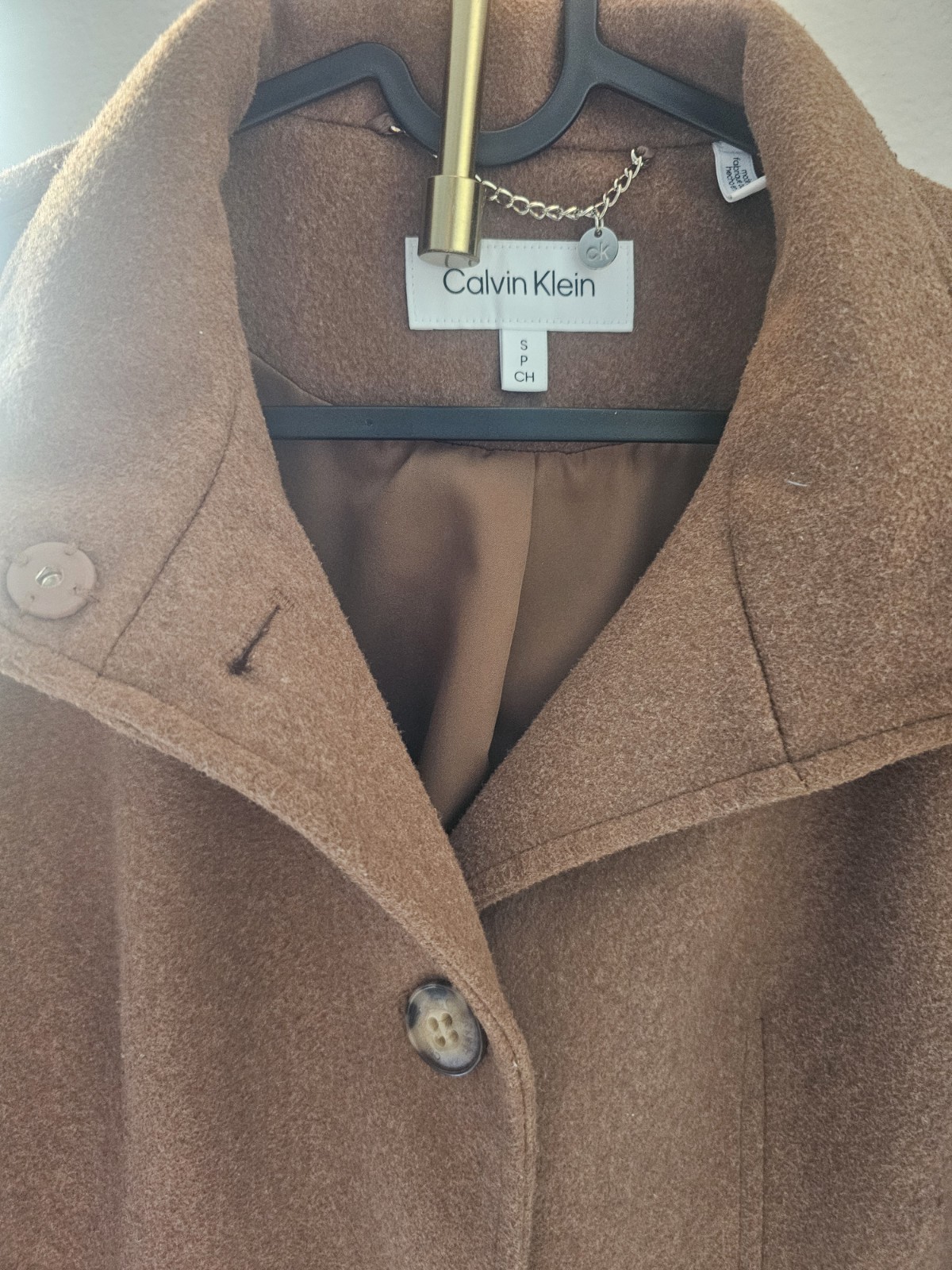 Calvin Klein Button Front Collared Lined Brown Mi… - image 2
