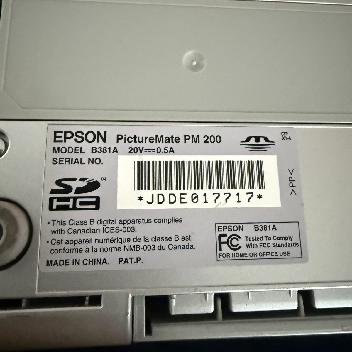 Epson Picture Mate PM 200 Personal Photo Lab Printer NO POWER CORD