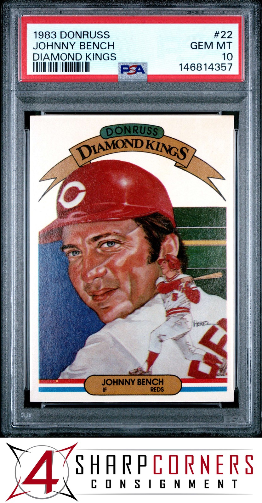 1983 DONRUSS DIAMOND KINGS #22 JOHNNY BENCH REDS HOF PSA 10