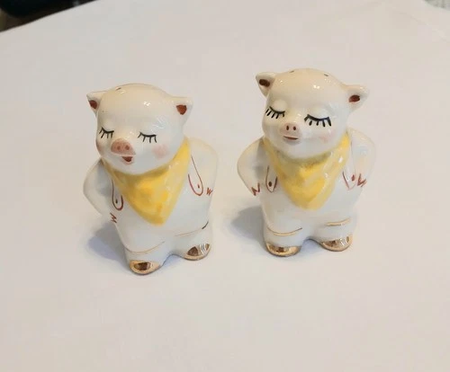 Shawnee Pottery Salt Pepper Shakers From 40's Or 50's Yellow Bandanas Smiley...
