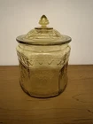 Vintage Amber Federal Depression Glass Patrician Spoke Cookie Jar