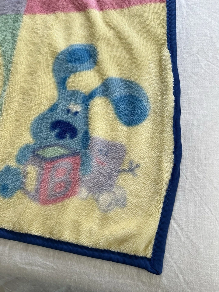 Vintage Blue's Clues Baby Blanket Toddler Tickety Tock Clock Blocks - Image 3 of 4