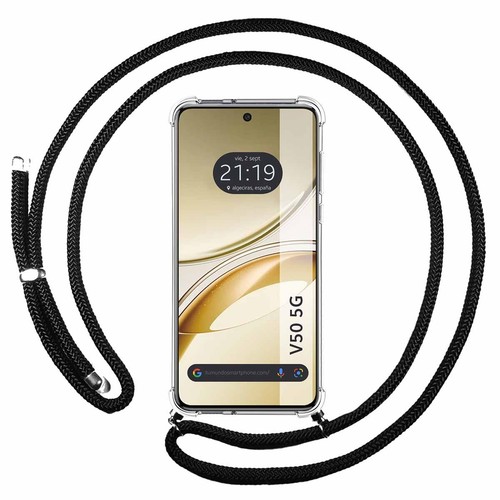 Handyhülle Für VIVO V40 SE 5G – Transparent Mit Glitzerblatt, Stoßschutz, Schwarzer Galvanikrahmen