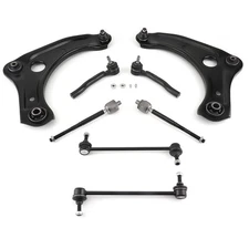 8pc Front Lower Control Arms Tie Rods Sway Bar Links For Nissan Versa Note Micra