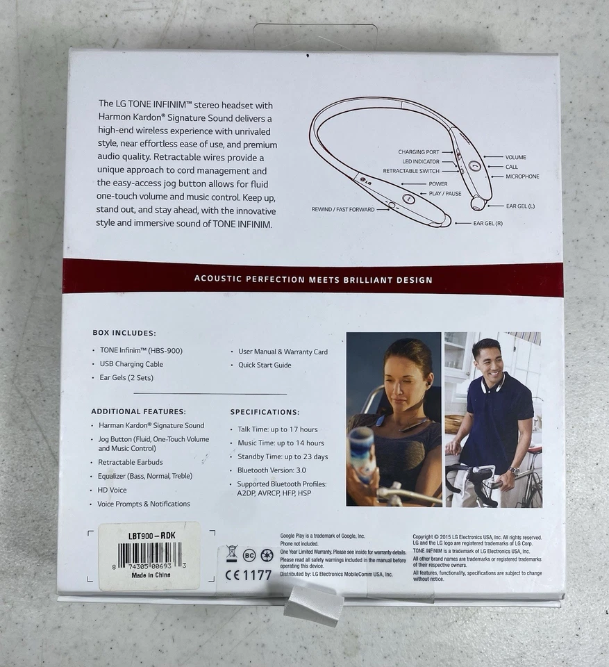 LG Tone Infinim HBS-900 Premium Headset Harman/Kardon (NO USB CABLE) Tested - Image 3 of 4