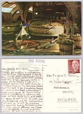 c44037 Cavas Codorniu Pressung der Trauben Spanien Postkarte 1973 Stempel
