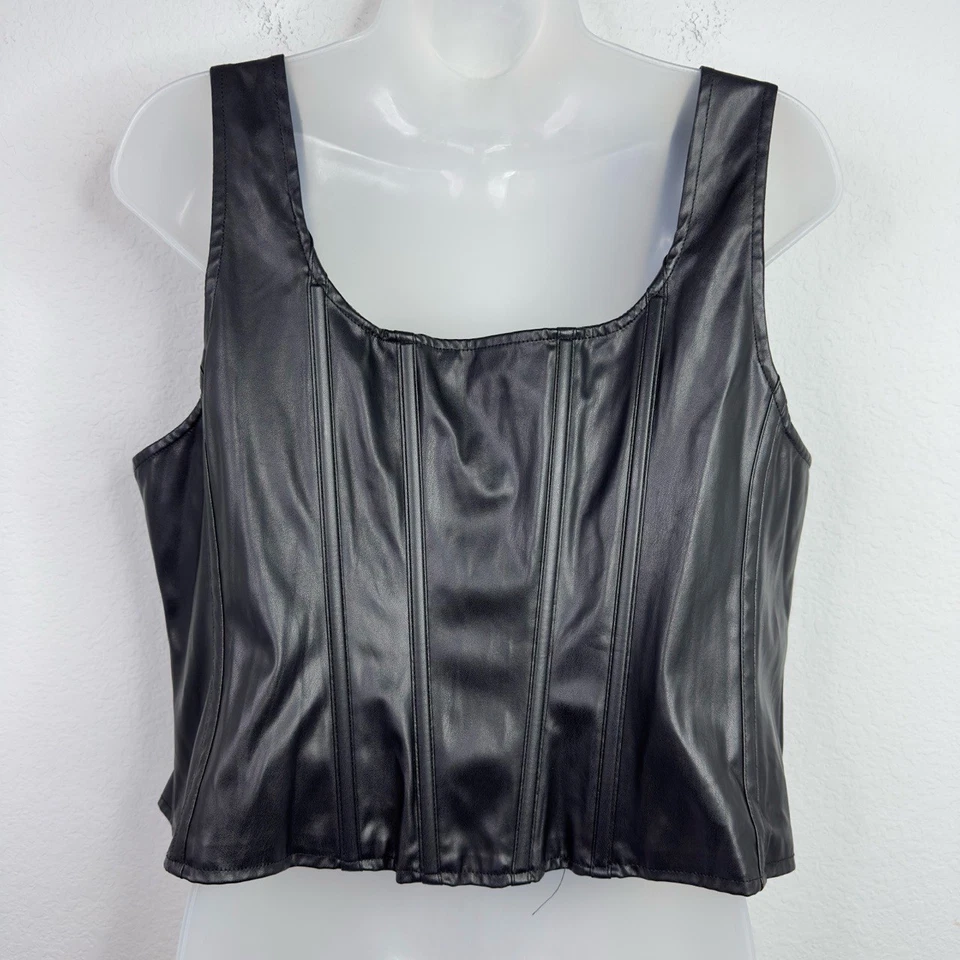 Corsé Torrid Mujer 1X Negro Imitación Cuero Cremallera Completa Moto Gótico Y2K Edgy Punk Foto 2 de 4