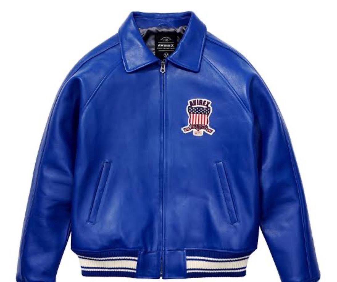 Men's Avirex Real Bomber American Flight Jacket Sheep Leather