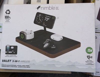 Nimble Valet 3-in-1 Qi Wireless Charger Fast Charge for iPhone, AirPods, Apple