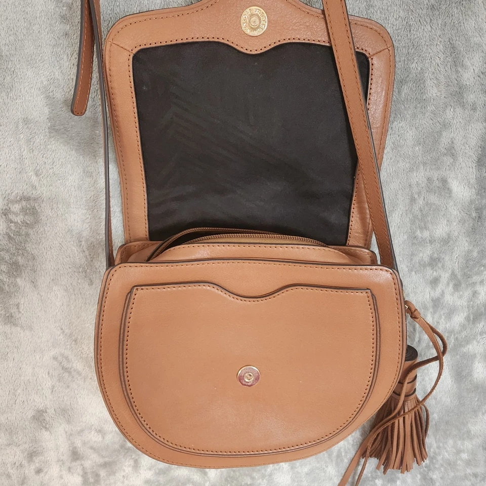 Rebecca Minkoff Suki Saddle Crossbody Bag Mini Brown Leather Suede Tassel - Image 3 of 4