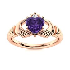 Heart Natural Amethyst Sterling Silver Handcrafted Solitaire Ring Jewelry