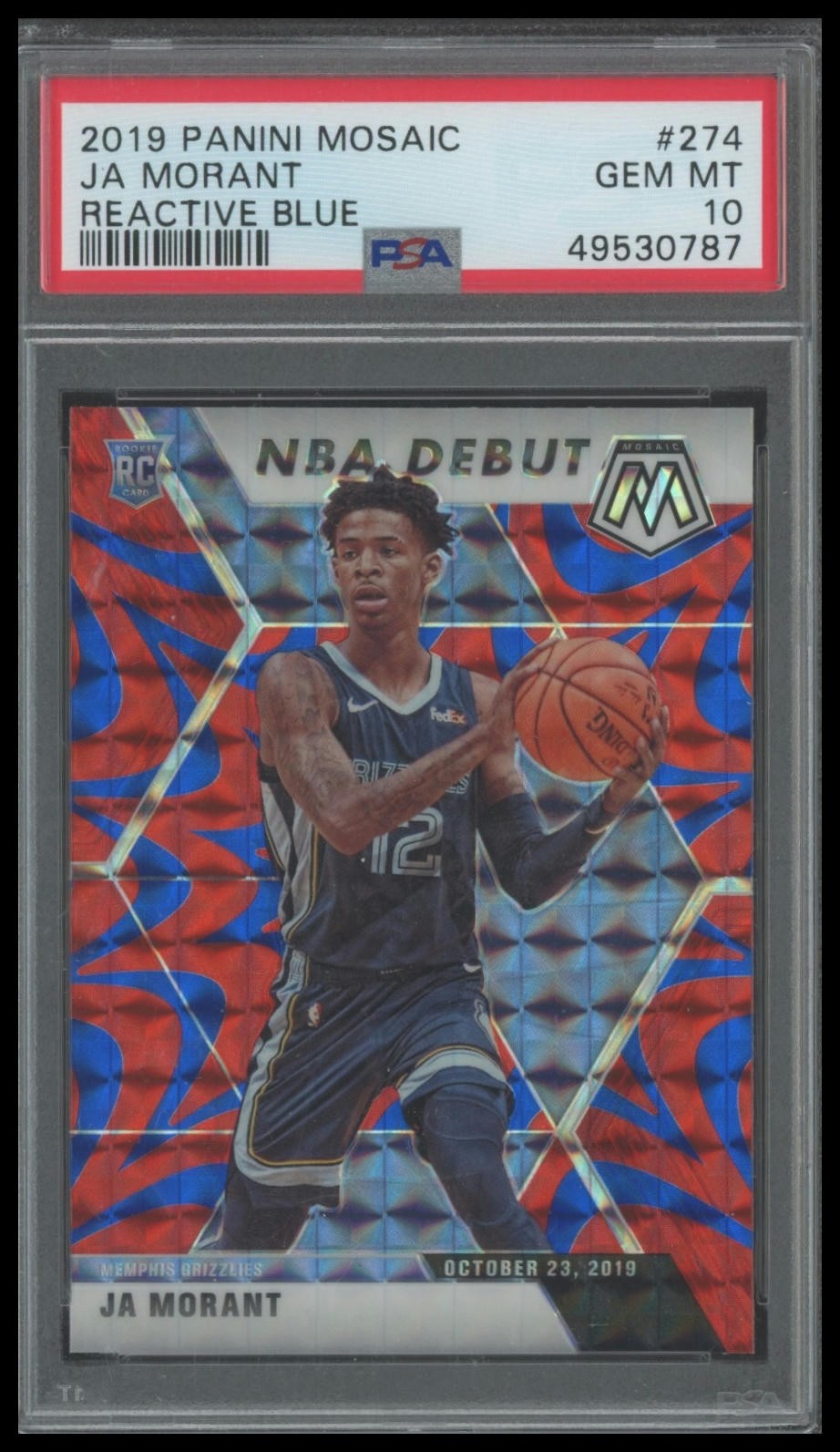 2019 Panini Mosaic #274 Ja Morant Reactive Blue PSA 10
