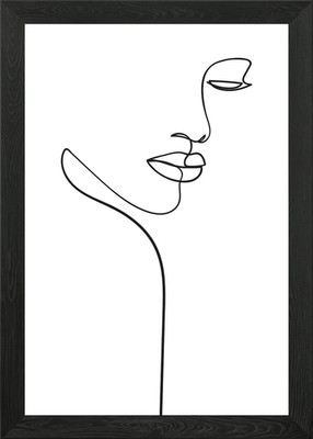 Woman face line drawings Framed Wall Art Poster Canvas Print Picture