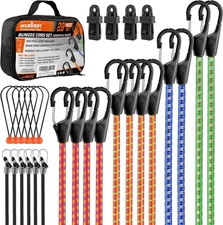 28-Piece Premium Bungee Cords with Hooks, Includes 10”, 18”, 24”, 36”, 48”, Bung