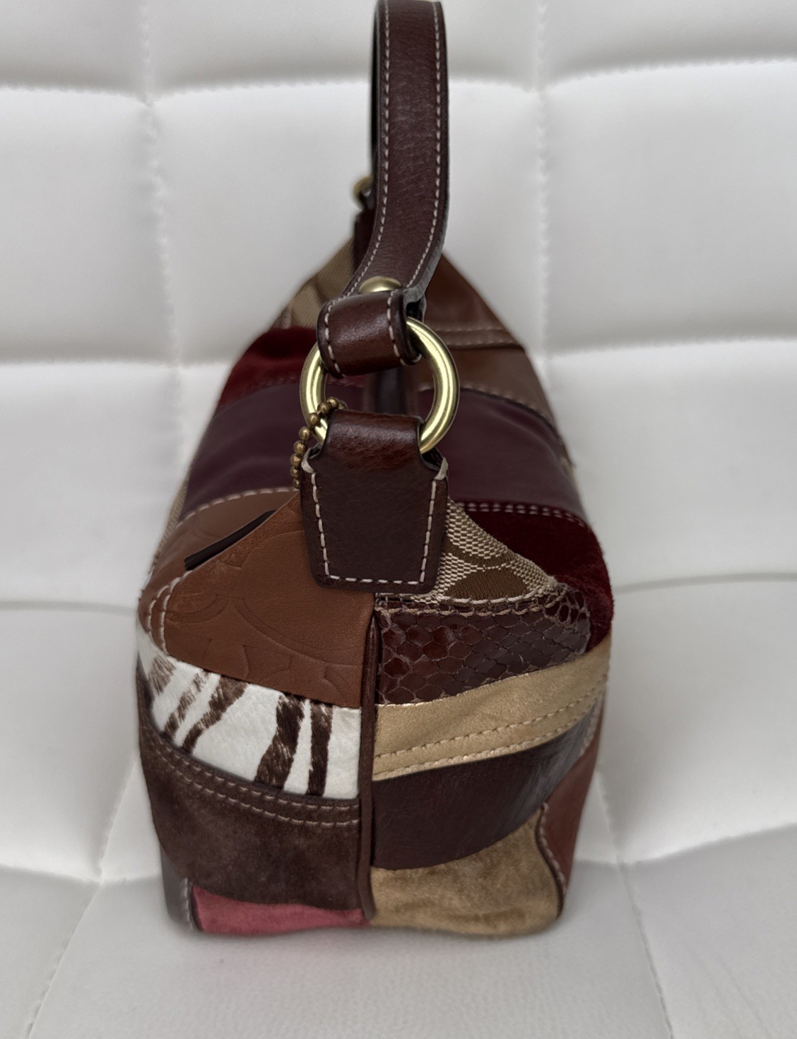 Coach Mini Holiday Patchwork Demi Hobo Handbag Baguette Pouchette Vintage Y2K image 6
