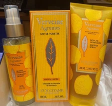 L'Occitane Verveine Agrumes 3 pc Gift Set Citrus Ltd Edition NIB 3.3 oz Spray