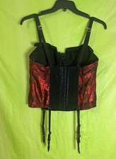 Cacique Women s Size 14/16 Red Floral Bow Lace Boned Corset Lingerie Garter