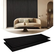 Wood Slat Wall Panels x2 Black Oak Acoustic Sound Absorbing Panels 47.2"x23.6"
