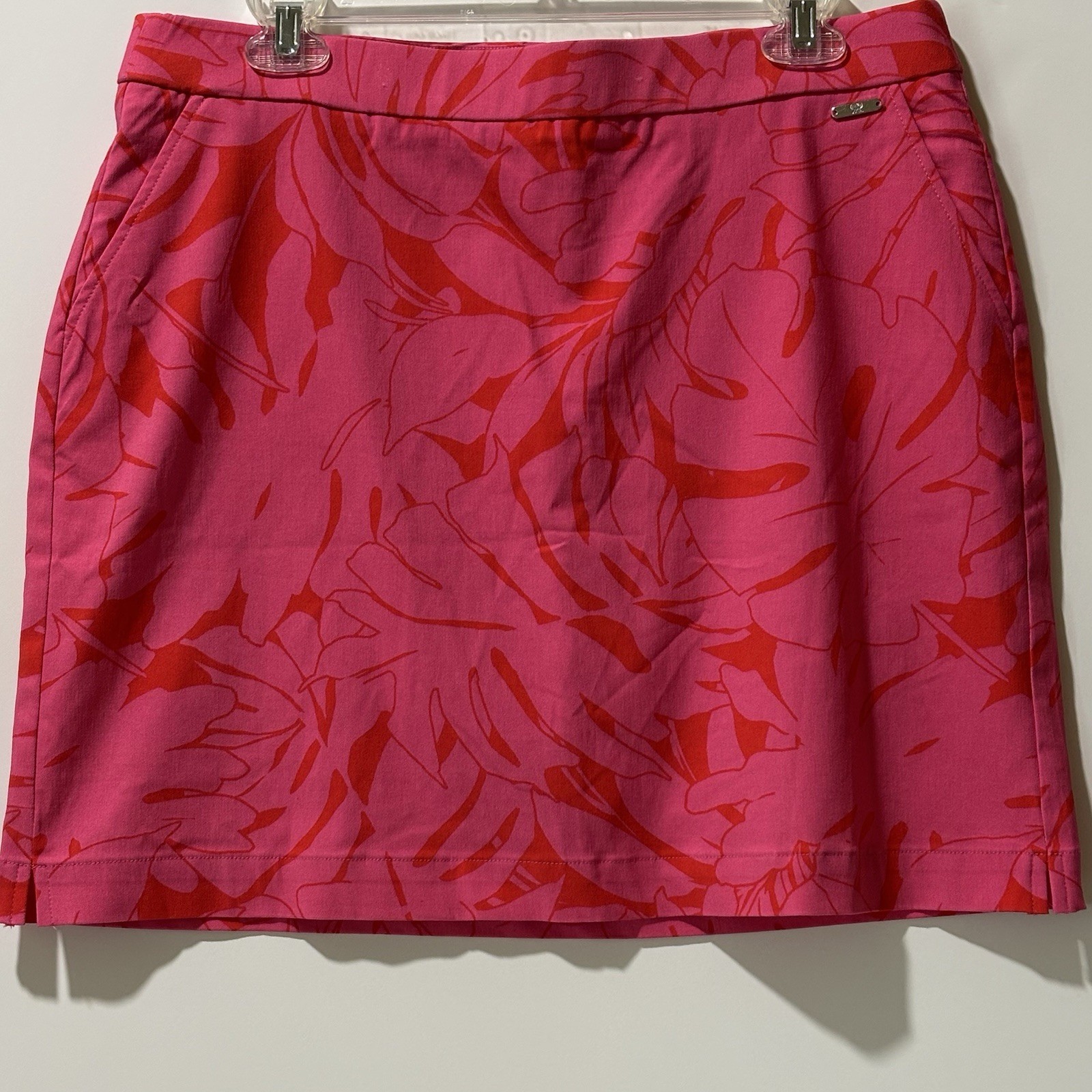 RAFAELLA Womens Large Pink Stretchy Floral Performance Skort for Outdoor Activities