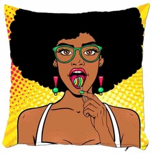 Pop Art Girl Pillow Cover, Modern Decorative Cushion Case, Teen Bedroom Decor