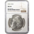 1921 D Morgan Silver Dollar MS 64 NGC Uncirculated $1 Coin SKU:I23392