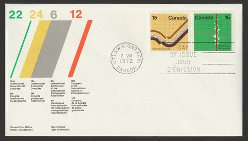 Canada #582p-583p, World Science, Pair, Tagged, First Day Cover, FDC 1972