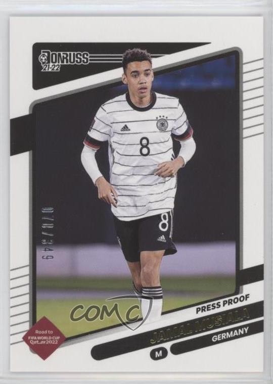 2021 Panini Donruss Road to Qatar Press Proof Gold 78/349 Jamal Musiala #74 n1u