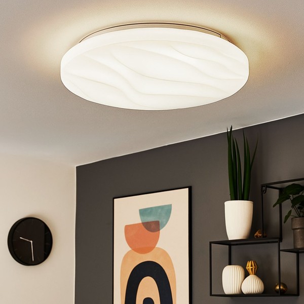 Deckenlampe Deckenleuchte Schlafzimmerleuchte Weiß Flurlampe Rund Led D 33 Cm-image