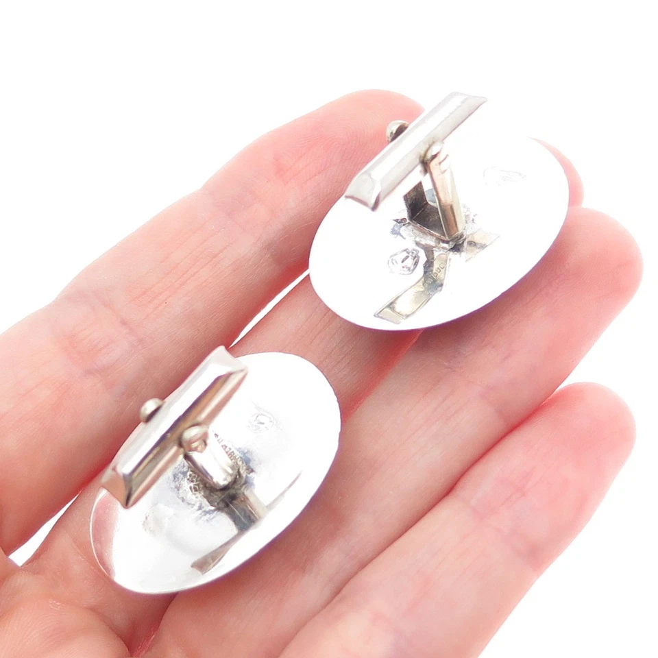 925 Sterling Silver Vintage Mexico Real Jasper Modernist Cufflinks - Image 3 of 4