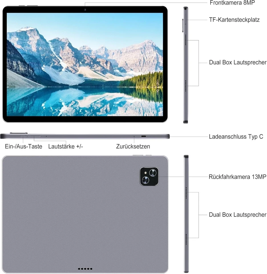 Veidoo 13 Zoll Android Tablet T80 PLUS mit 16GB RAM, 256GB ROM - Bild 2 von 4