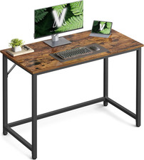 Industrial Writing Desk 100x50cm Rustic Brown Black Steel Home Office Table