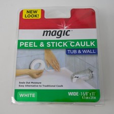 Magic Peel  Stick Caulk Tub  Wall WHITE 1-5/8" x 11' Bathtub Shower Water Seal