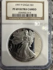 1997 P American Silver Eagle $1 NGC PF69 PROOF ULTRA CAMEO GEM ENCAPSULATED