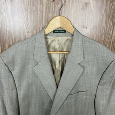 Lauren Ralph Lauren Sport Coat Mens 48L Beige Multicolor Plaid Wool Two Buttons