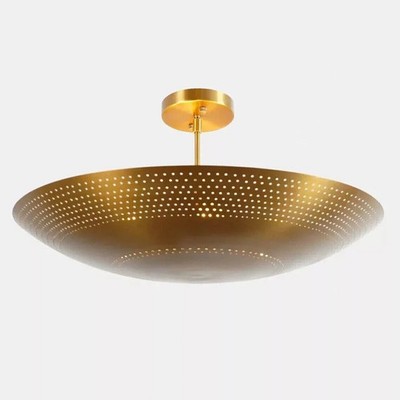 6 Light Elegant Ceiling Flush Mount light Pendant Mid Century Modern Raw Brass