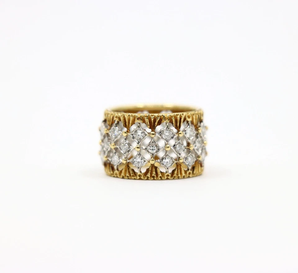 Anillo Buccellati Oro Amarillo y Blanco 18K Rombi Diamantes Eternelle Foto 3 de 4