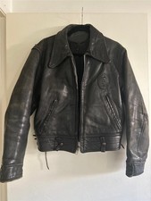 VINTAGE 40's HORSEHIDE LEATHER POLICE JACKET CROWN SPRING LOADED ZIPPER sz 40