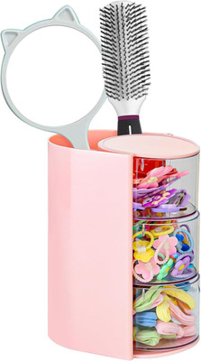Hair Accessories Organizer with Hair Brush Holder, Rotatable Makeup Brush and Je