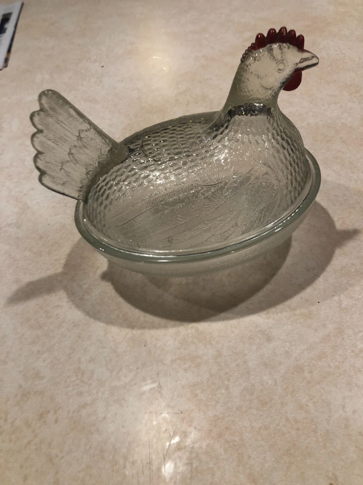 Vintage Chicken Glass Butter Dish